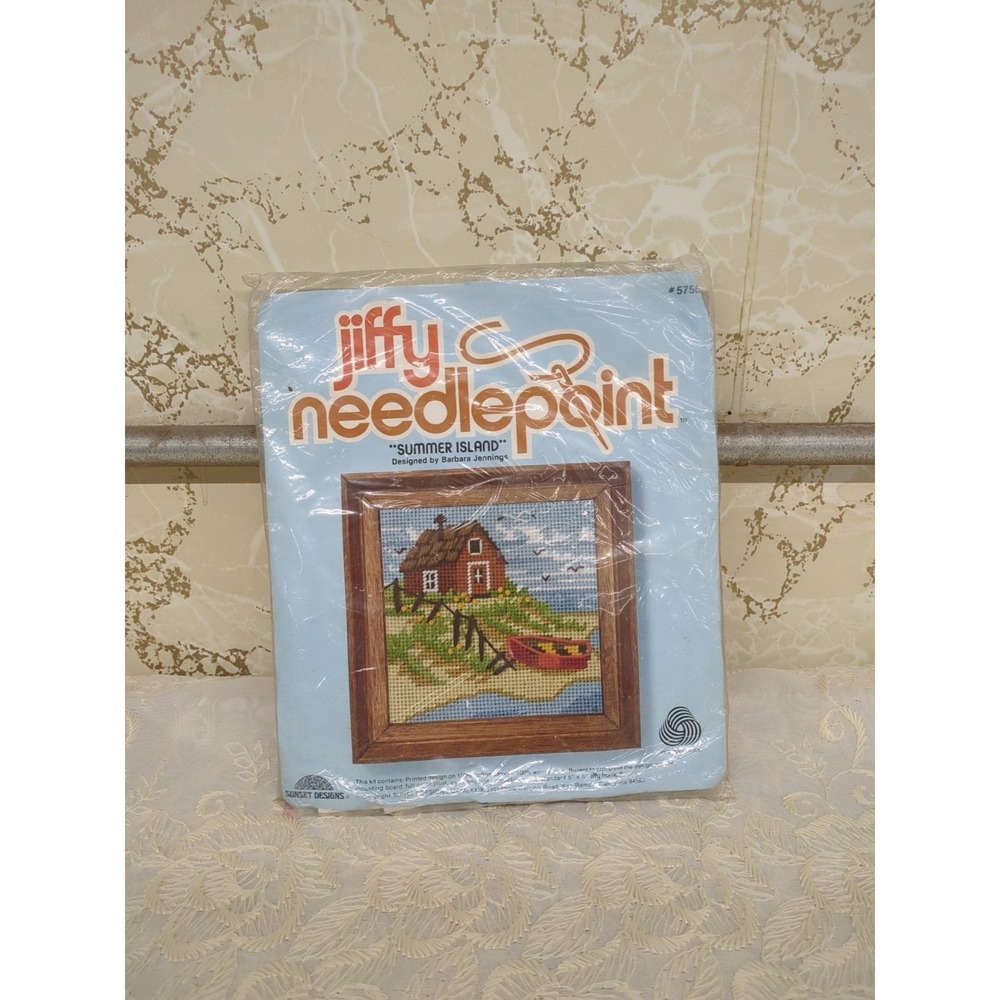 Jiffy Needlepoint Summer Island Canvas Wool Yarn 1978 BARBARA JENNINGS 5758